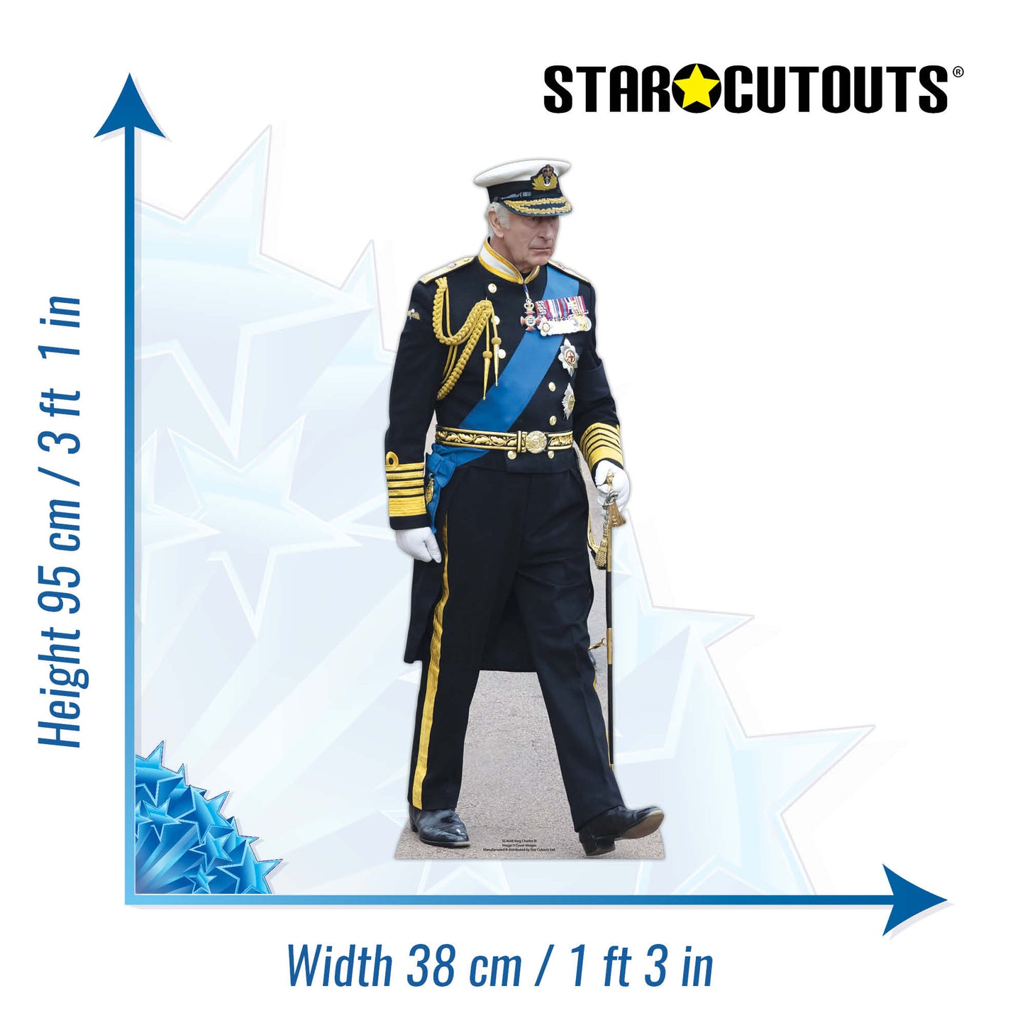 SC4648 King Charles Marching Star Mini Cardboard Cut Out Height 95cm