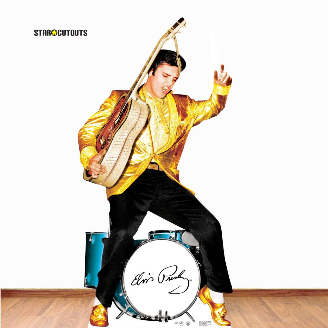 SC578 Elvis Gold And Drums Cardboard Cut Out Height 185cm