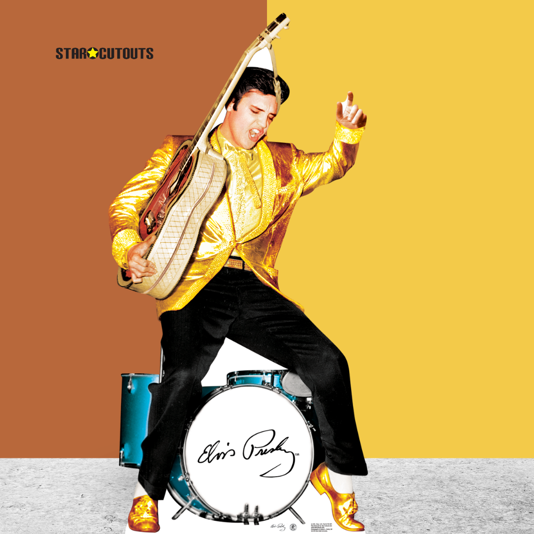 SC578 Elvis Gold And Drums Cardboard Cut Out Height 185cm