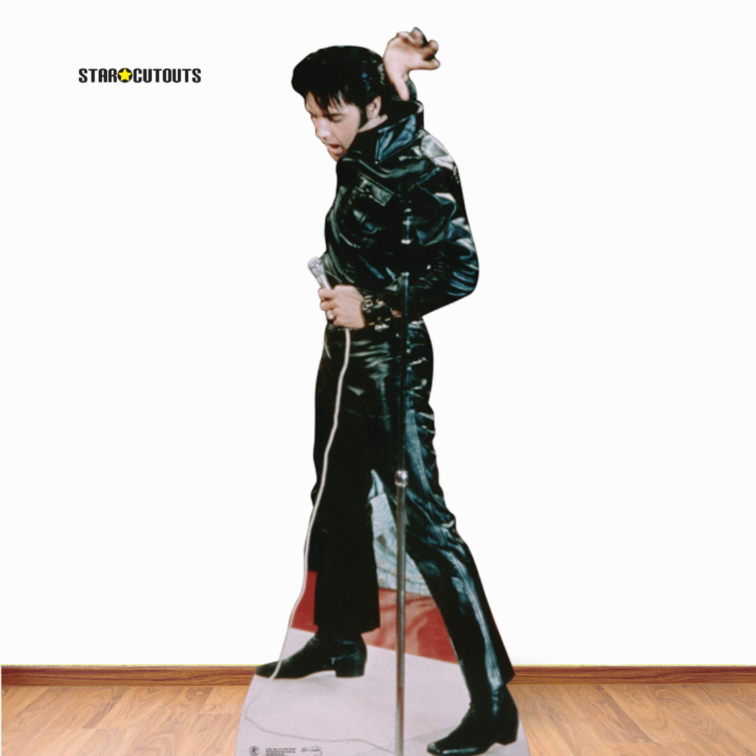 SC594 Elvis Black Leather Cardboard Cut Out Height 184cm