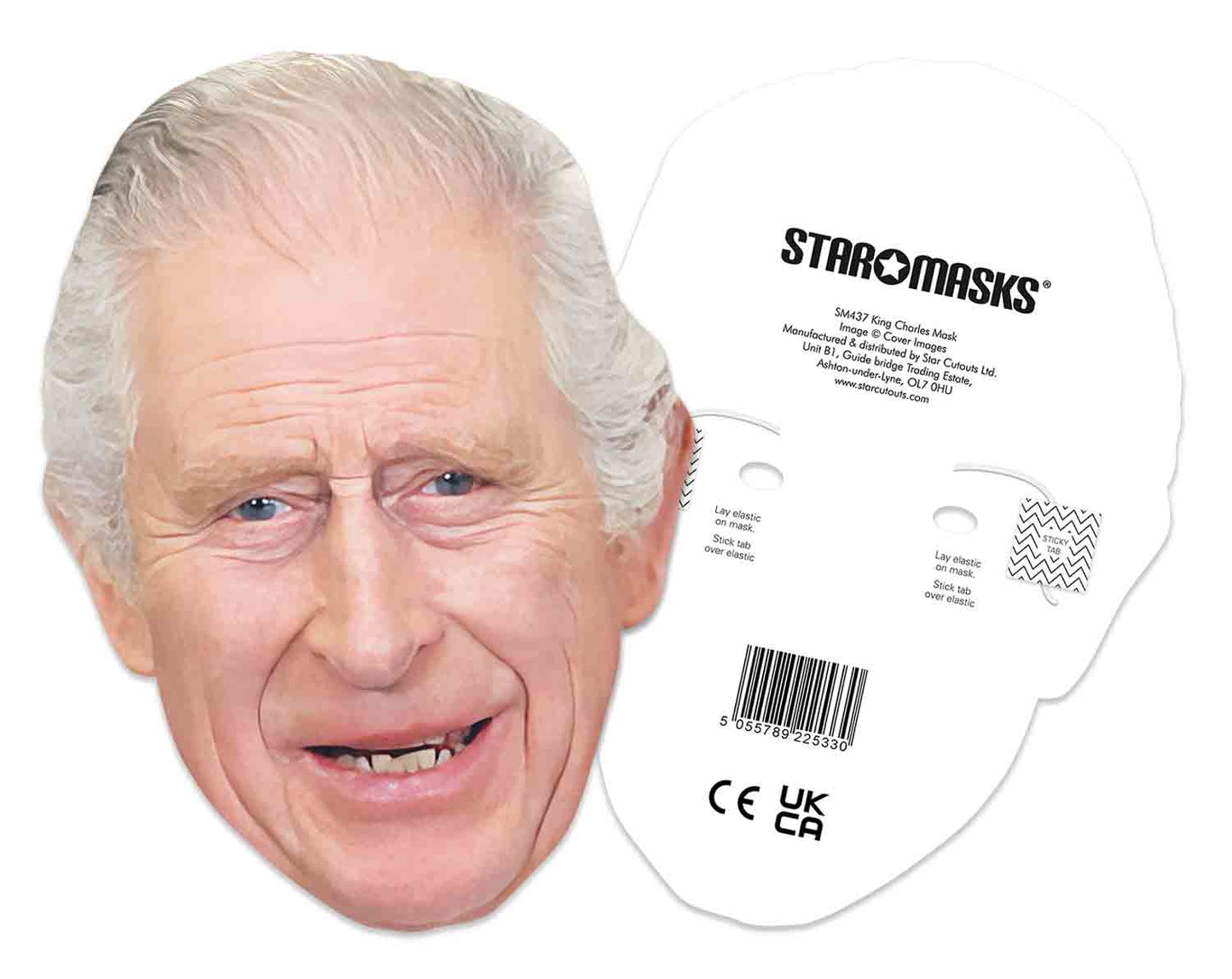 SM437 King Charles  Smiling Royals Single Face Mask