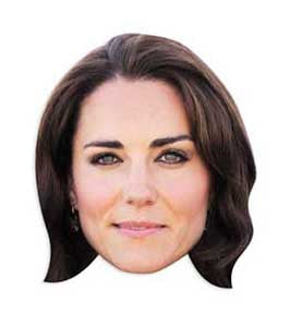 SMP162 Duchess of Cambridge (Kate)  British Royals Six Pack Cardboard Face Masks With Tabs and Elastic