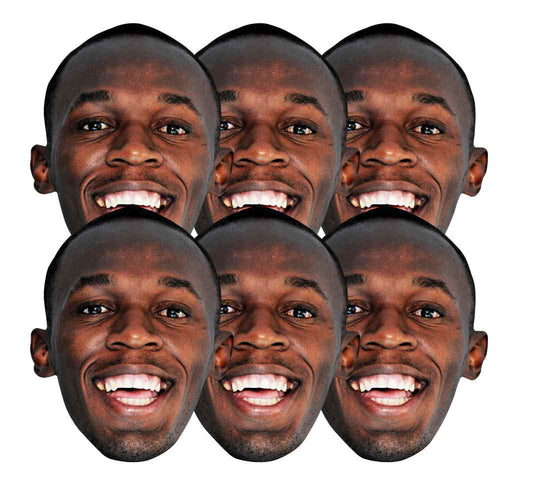 SMP250 Usain Bolt Sporting Hero Six Pack Cardboard Face Masks With Tabs and Elastic