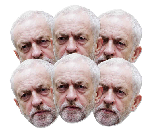 SMP367 Jeremy Corbyn Politicians Six Pack Cardboard Face Masks With Tabs and Elastic