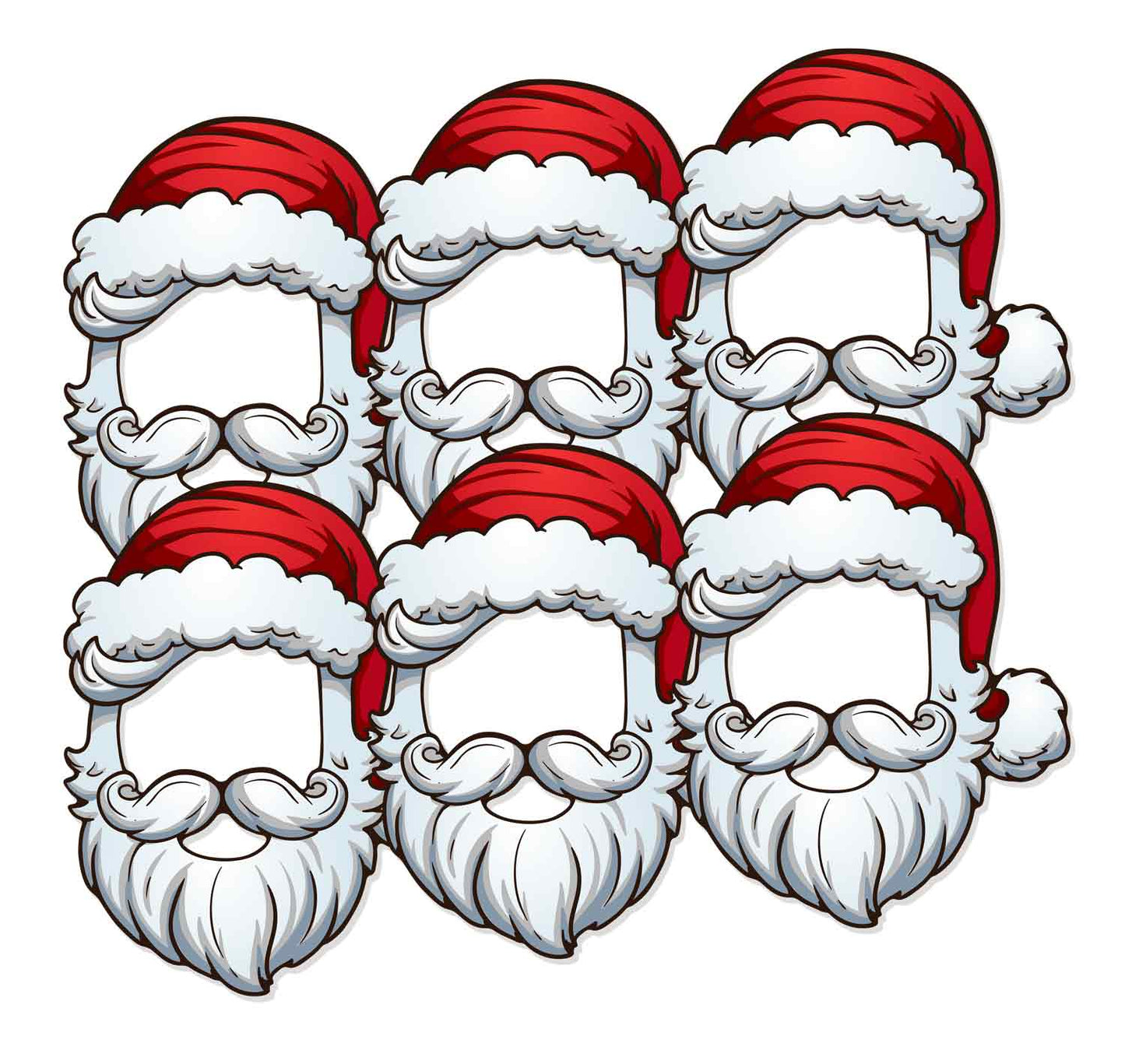 SMP368 Christmas  Santa Claus Father Christmas Open Face  Christmas Six Pack Cardboard Face Masks With Tabs and Elastic