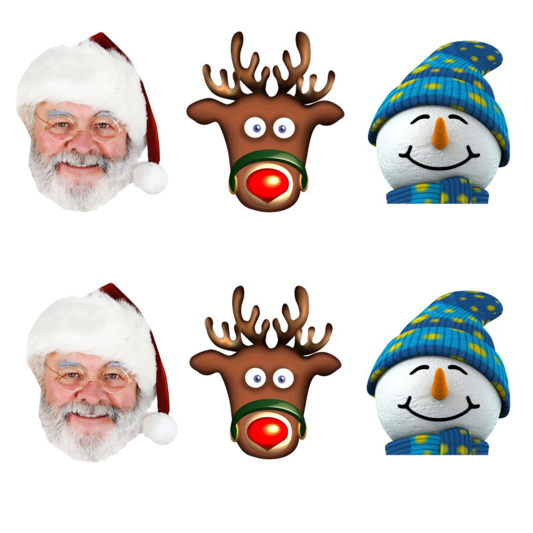 SMP92 Christmas Party  ( Santa Claus Father Christmas x 2, Snowman x2 & Rudolph x2) Christmas Six Pack Cardboard Face Masks With Tabs and Elastic