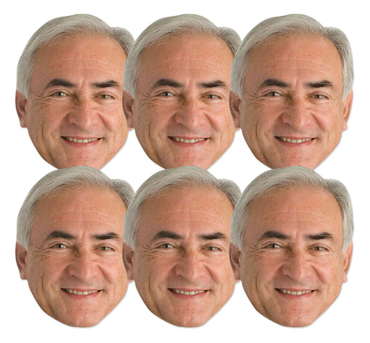 SMP402  Dominique Strauss-Kahn Politicians Six Pack Cardboard Face Masks With Tabs and Elastic