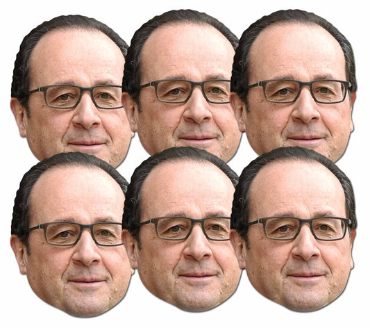 SMP412 Hollande  Politicians Six Pack Cardboard Face Masks With Tabs and Elastic