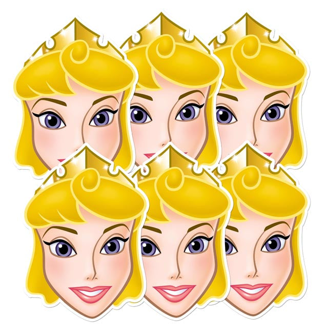 SMP47 Aurora Sleeping Beauty  Disney Princess Six Pack Cardboard Face Masks With Tabs and Elastic