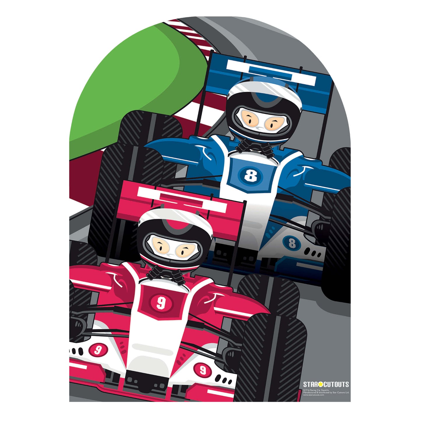 SC716 Racing Cars stand in (child) Cardboard Cut Out Height 120cm