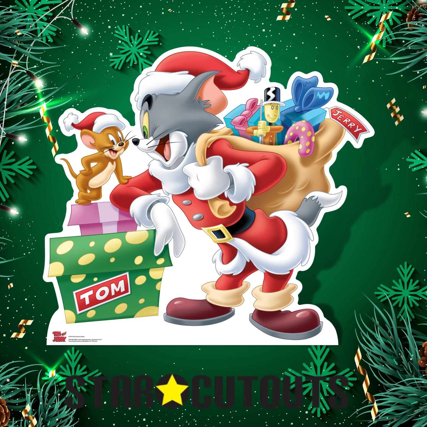 SC4193 Tom and Jerry Merry Christmas Cardboard Cut Out Height 81cm