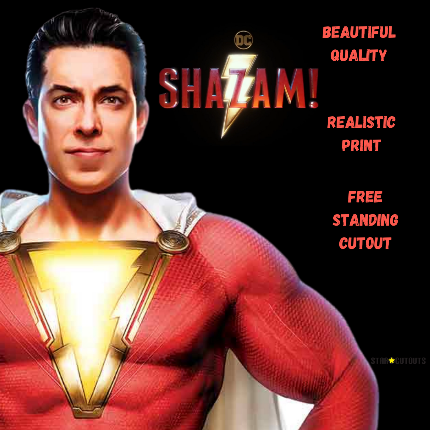 SC1337 Shazam Cape Stylised (Zachary Levi) Cardboard Cut Out Height 190cm 